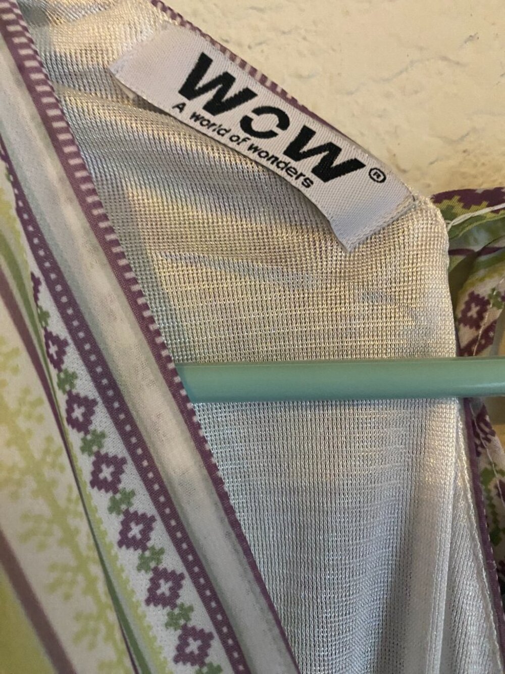 WOW Boho Striped V-Neck Faux Wrap Maxi Dress Green & Tan Geometric Print - Picture 4 of 8